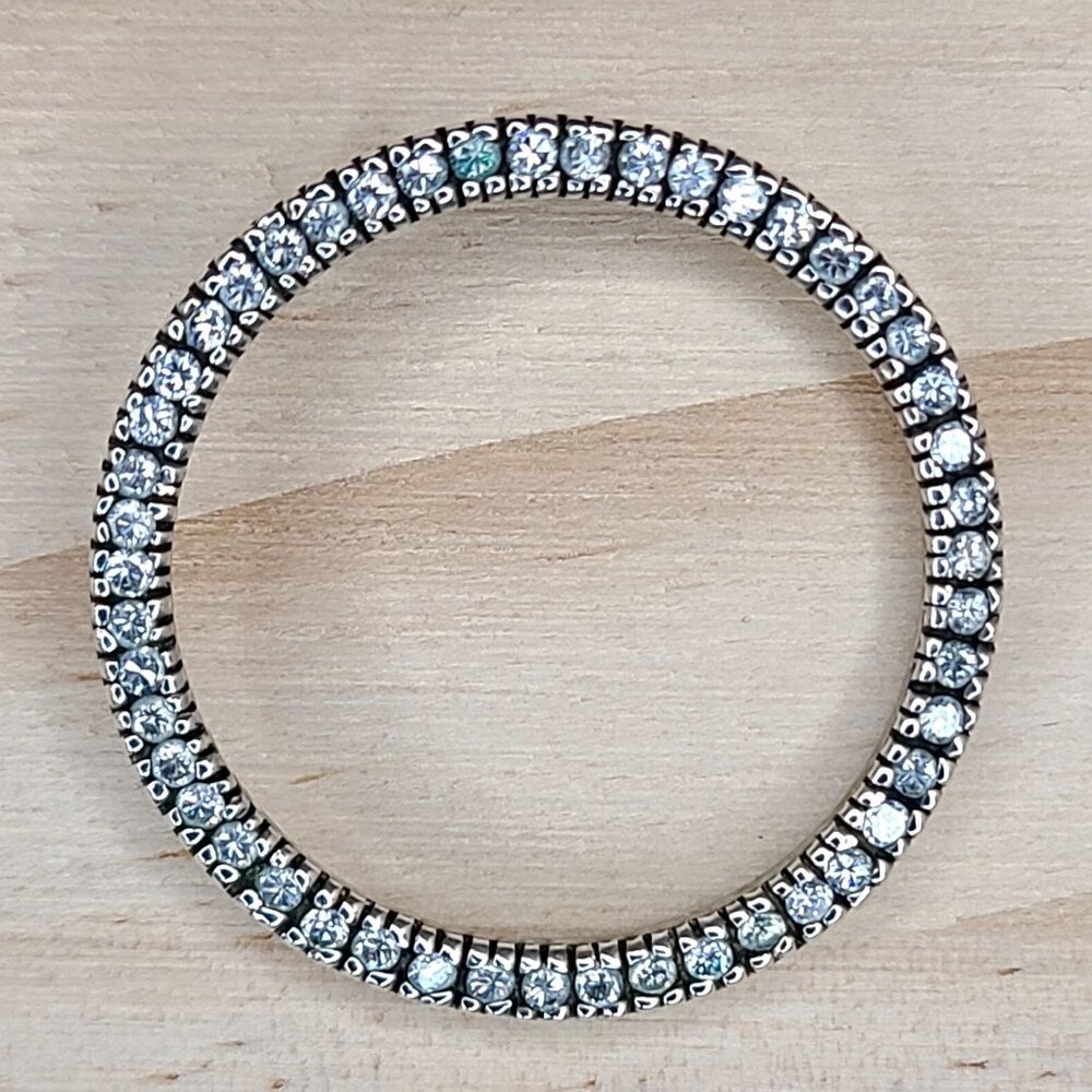 Vtg Sterling Silver & Cubic Zirconia Round Circle Pendant 925 Hallmarked 1" - Picture 2 of 8